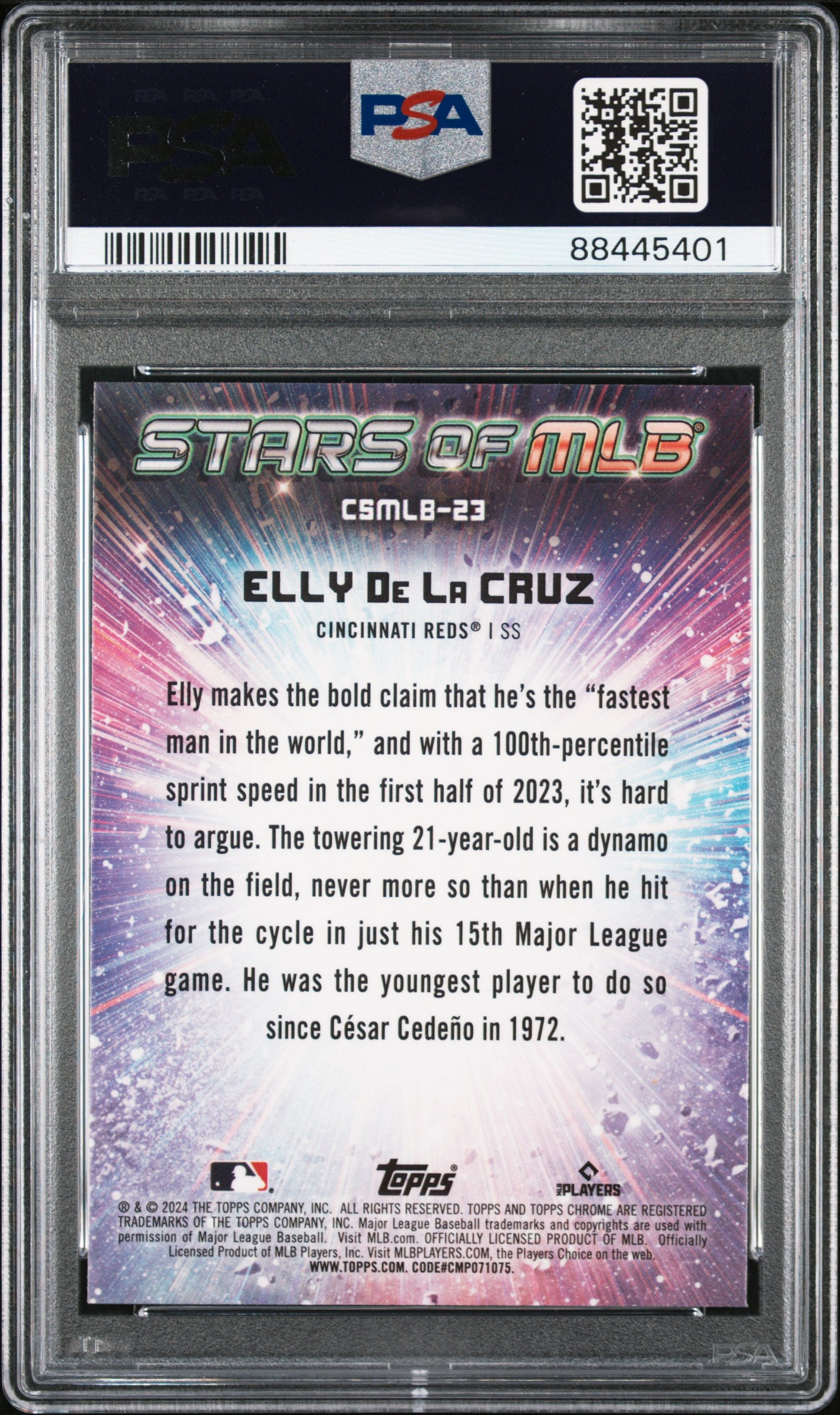 2024 Topps Chrome Stars of MLB Elly De La Cruz #CSMLB23 PSA 10