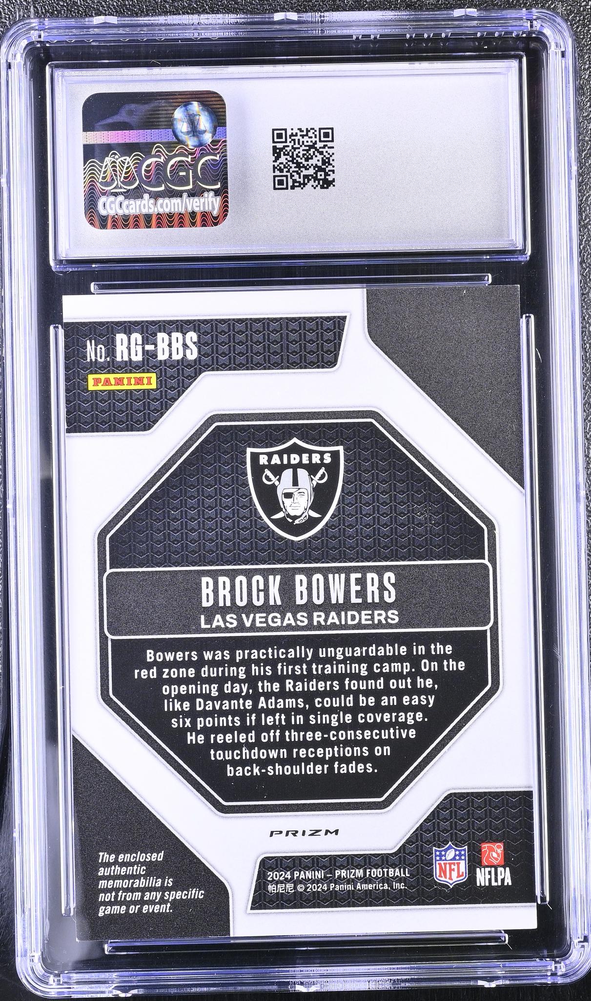2024 Prizm #RG-BBS Brock Bowers Rookie Gear CGC 10