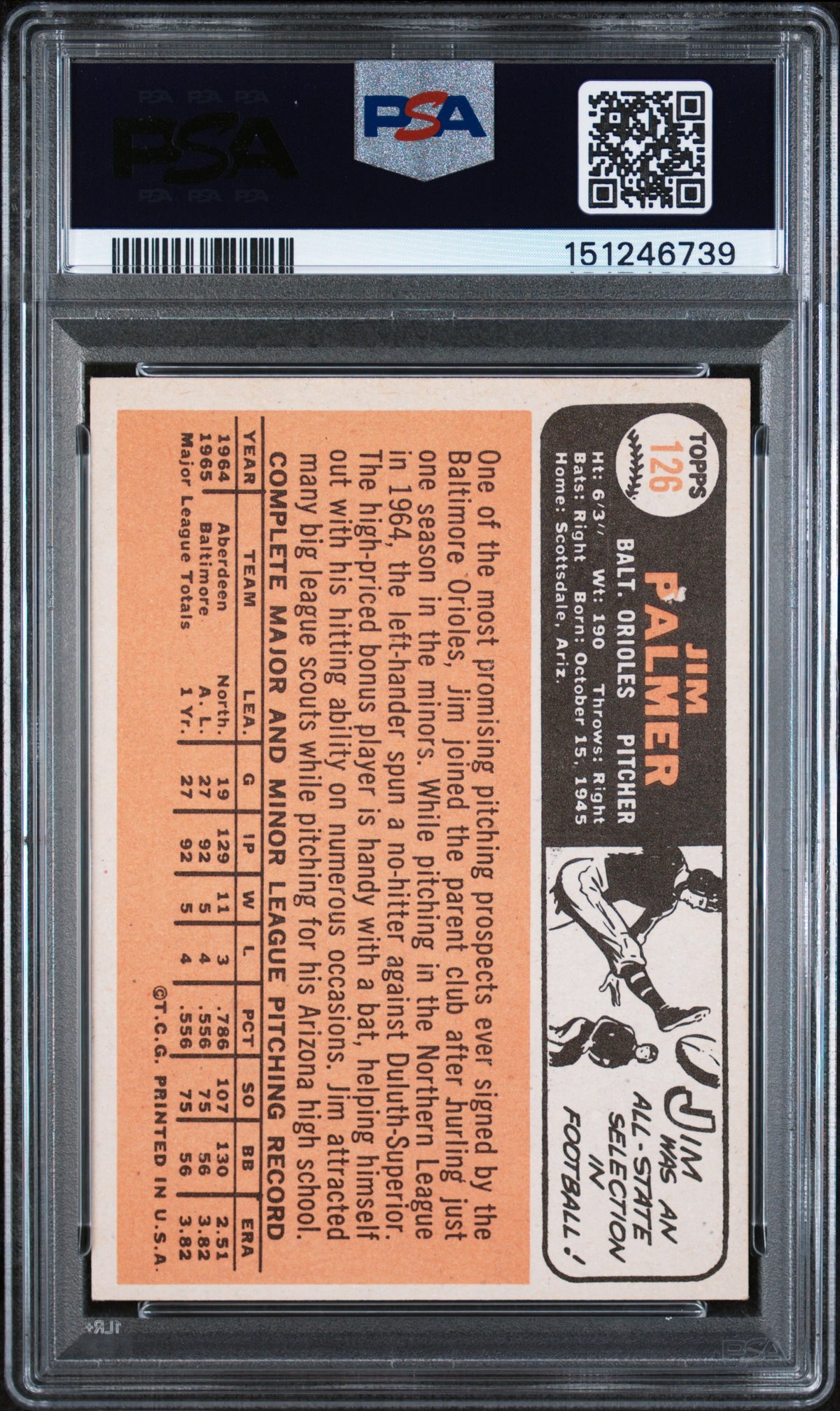 1966 Topps Jim Palmer #126 PSA 5
