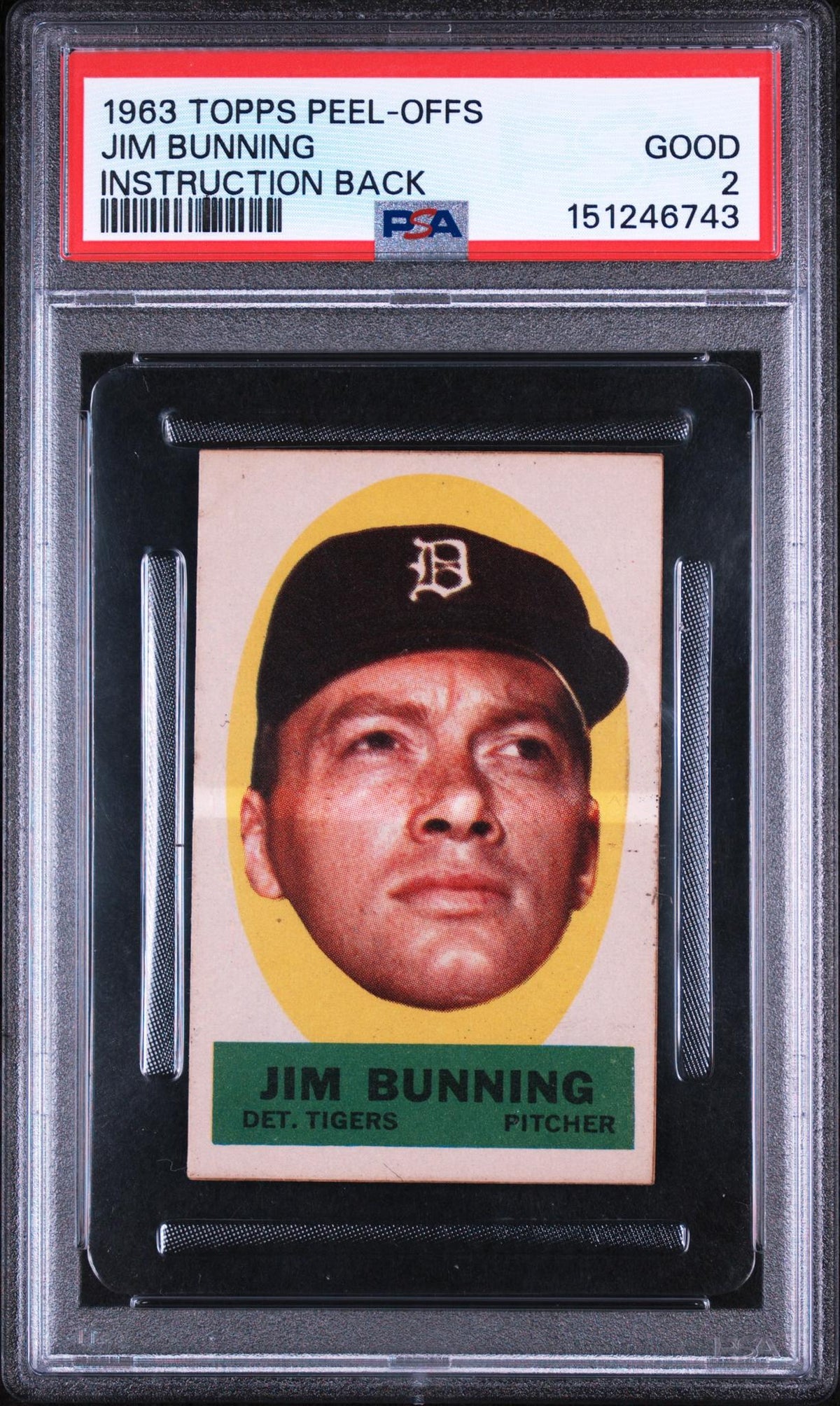 1963 Topps Peel-Offs Instruction Back Jim Bunning PSA 2