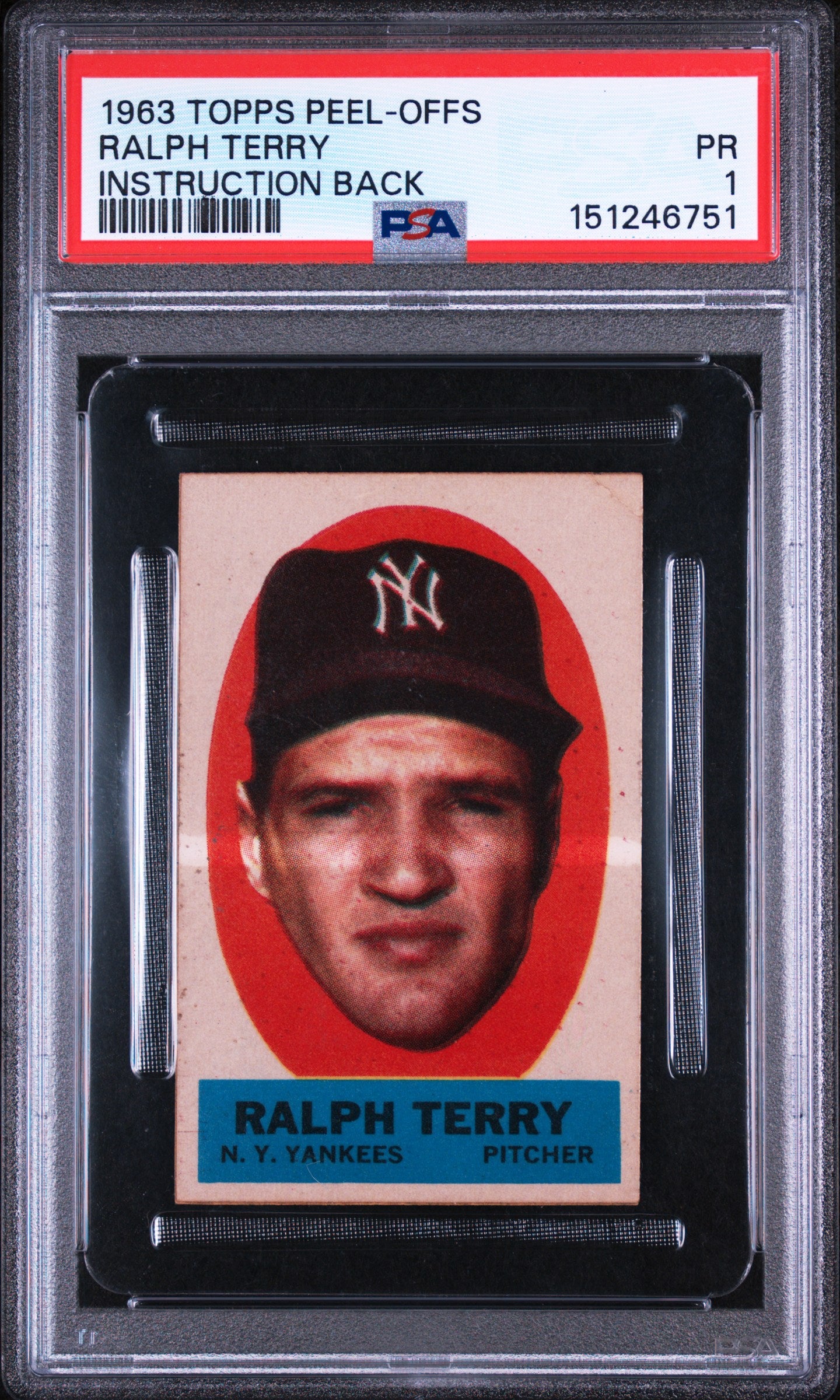 1963 Topps Peel-Offs Ralph Terry #43 PSA 1