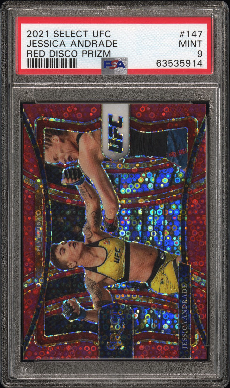 2021 Panini Select UFC Red Disco Prizm Jessica Andrade #147 /199 PSA 9