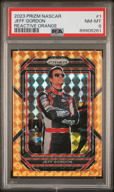 2023 Panini Prizm Jeff Gordon #1 Reactive Orange PSA 8
