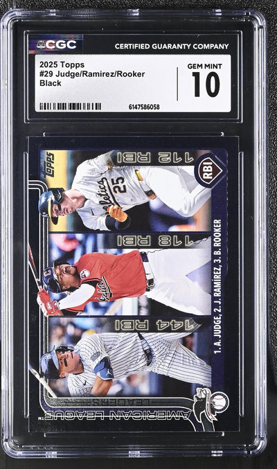 2025 Topps Aaron Judge/José Ramírez/Brent Rooker #29 Black /74 CGC 10