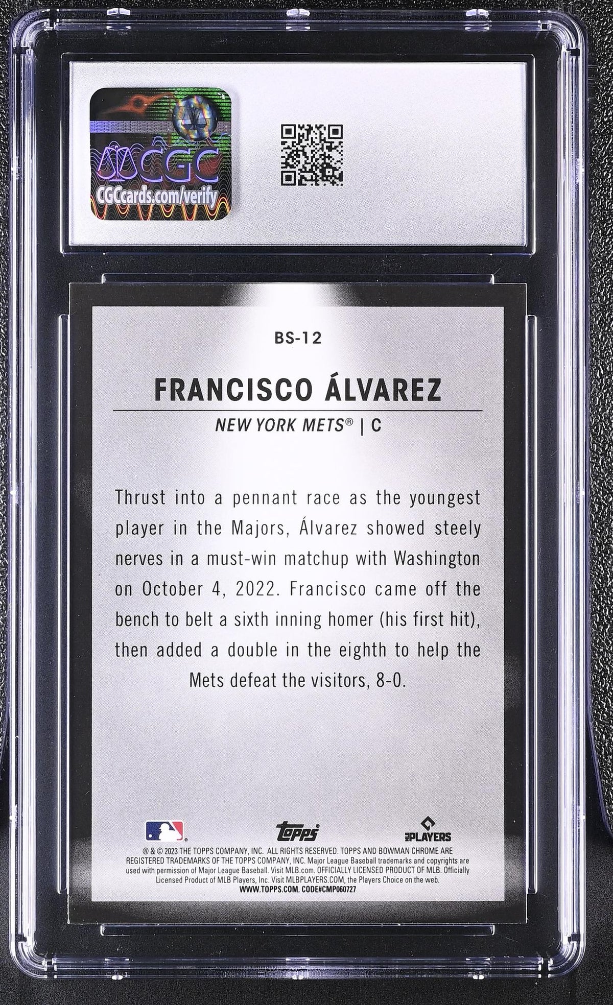 2023 Bowman #BS-12 Francisco Alvarez Spotlights CGC 9