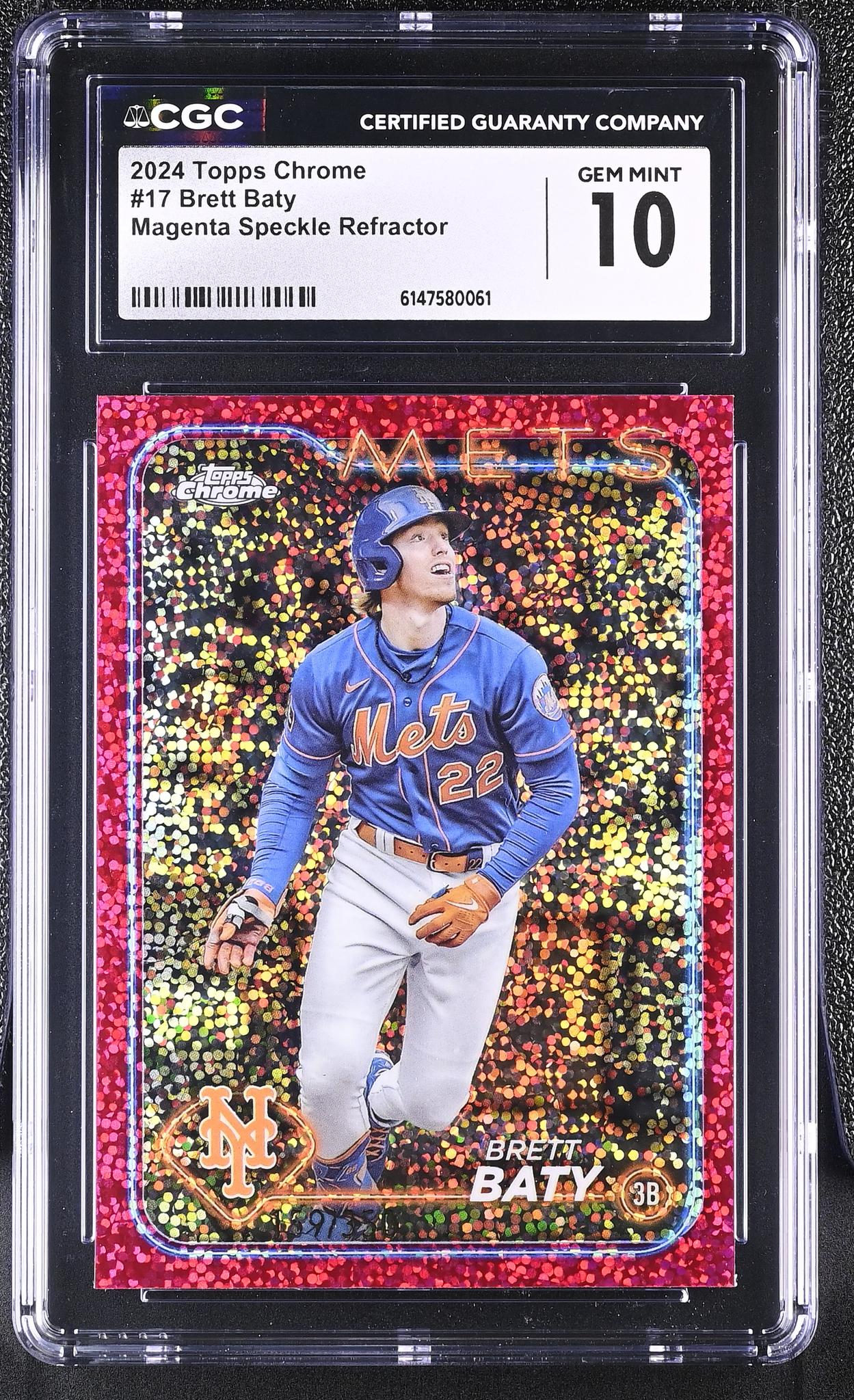 2024 Topps Chrome #17 Brett Baty Magenta Speckle Refractor CGC 10