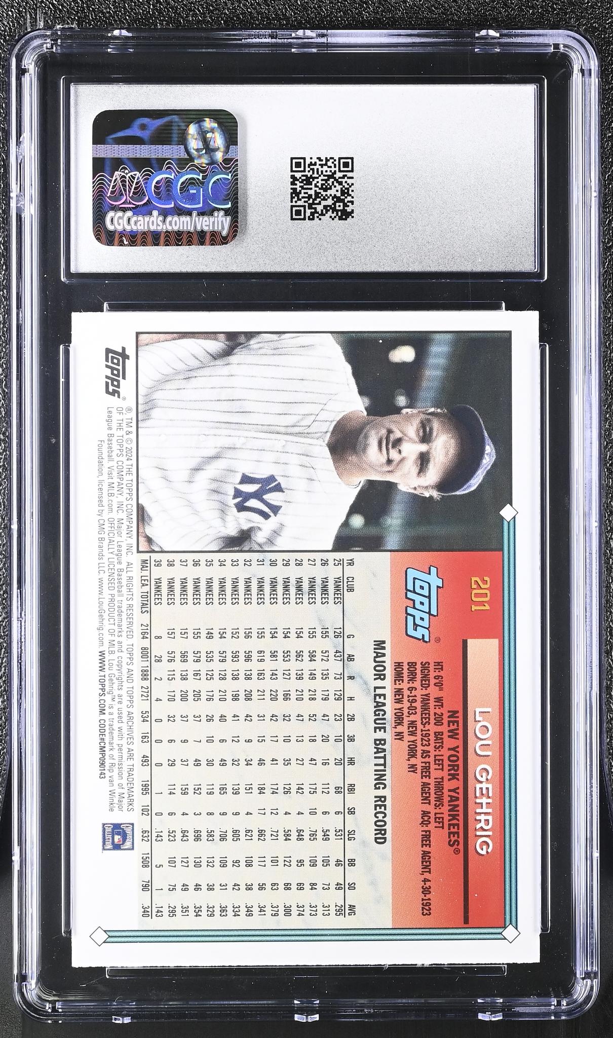 2024 Topps Archives #201 Lou Gehrig CGC 10