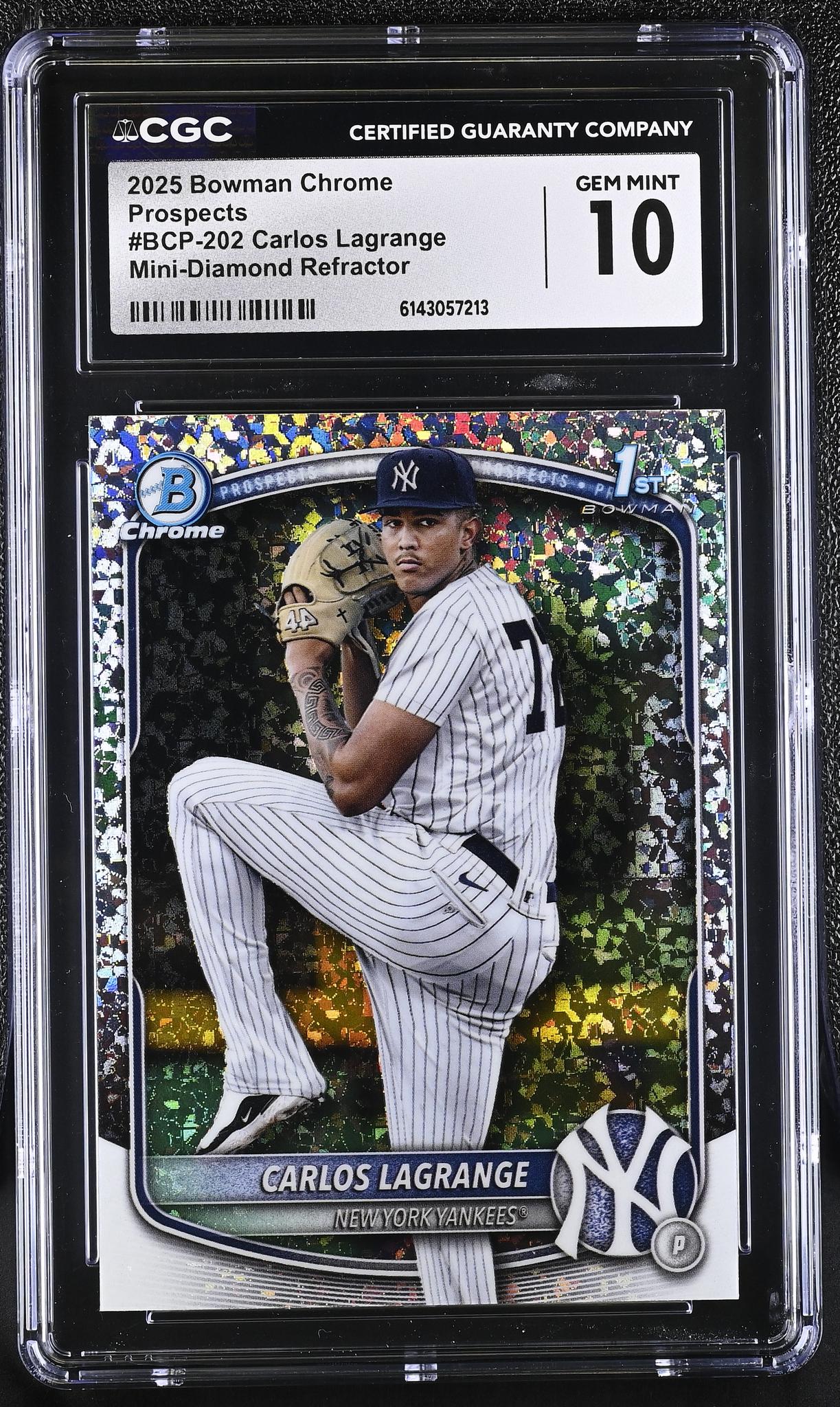 2025 Bowman Chrome #BCP-202 Carlos Lagrange Mini-Diamond Refractor CGC 10