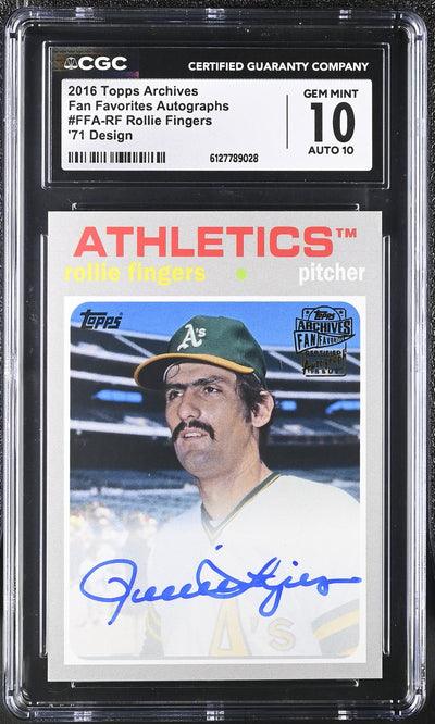 2016 Topps Archives Fan Favorites Autographs Rollie Fingers #FFA-RF CGC 10