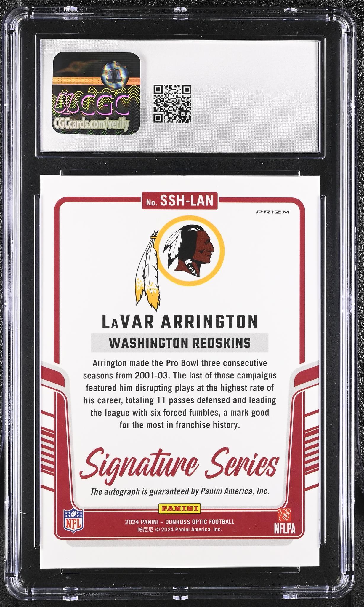 2024 Donruss Optic #SSH-LAN LaVar Arrington Signature Series CGC 9
