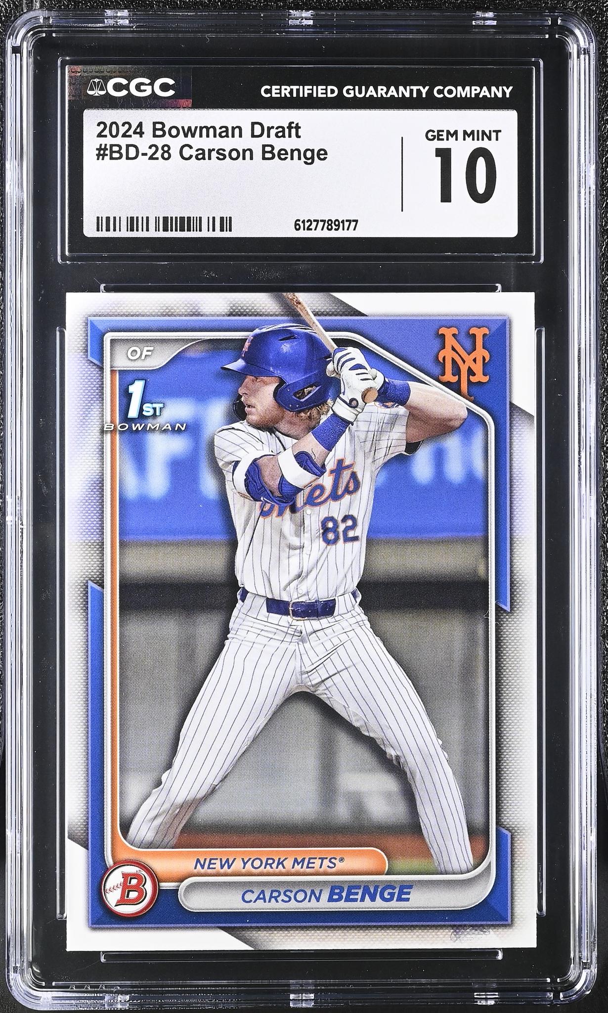 2024 Bowman #BD-28 Carson Benge Bowman Draft CGC 10
