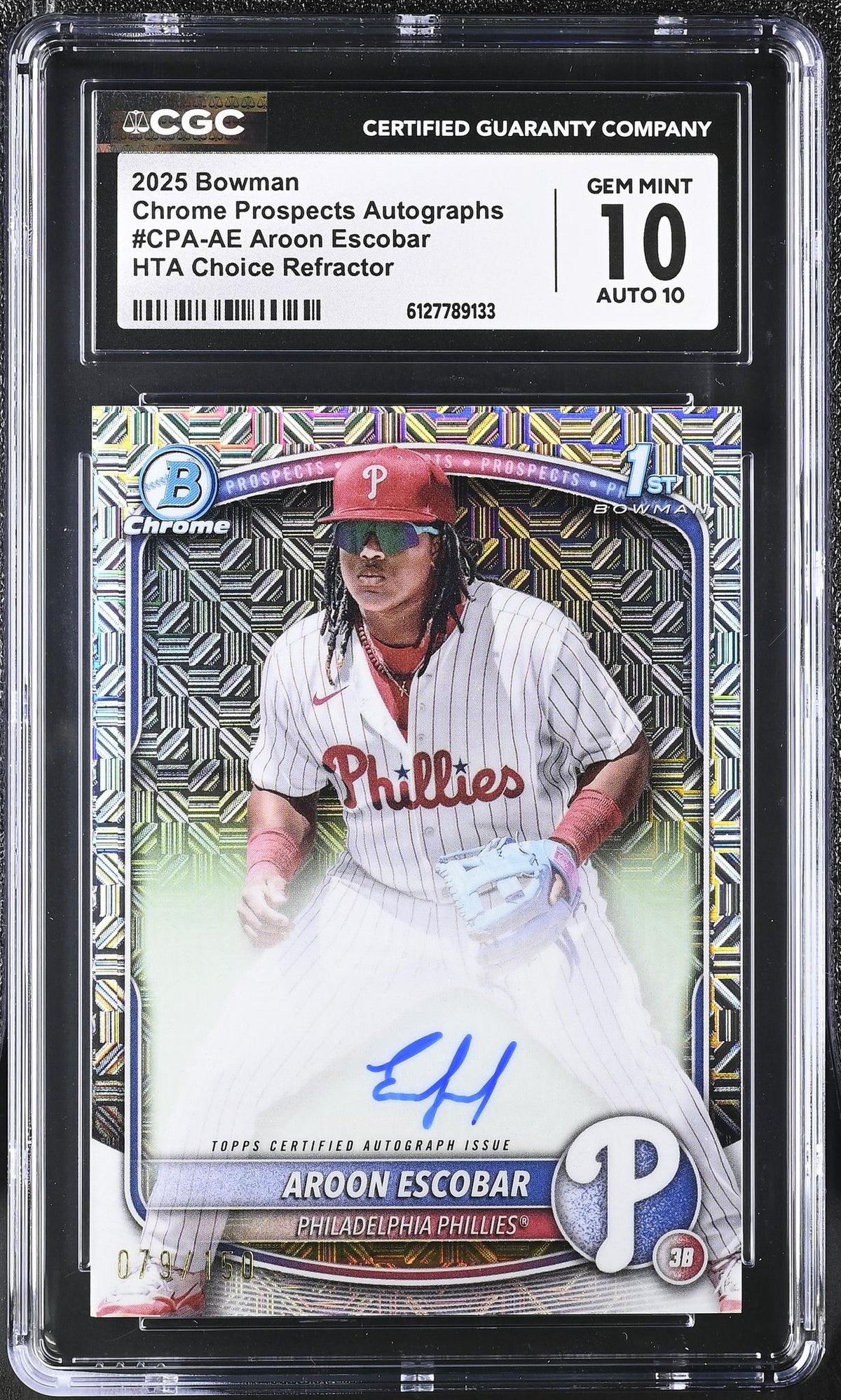 2025 Bowman #CPA-AE Aroon Escobar HTA Choice Refractor /150 CGC 10