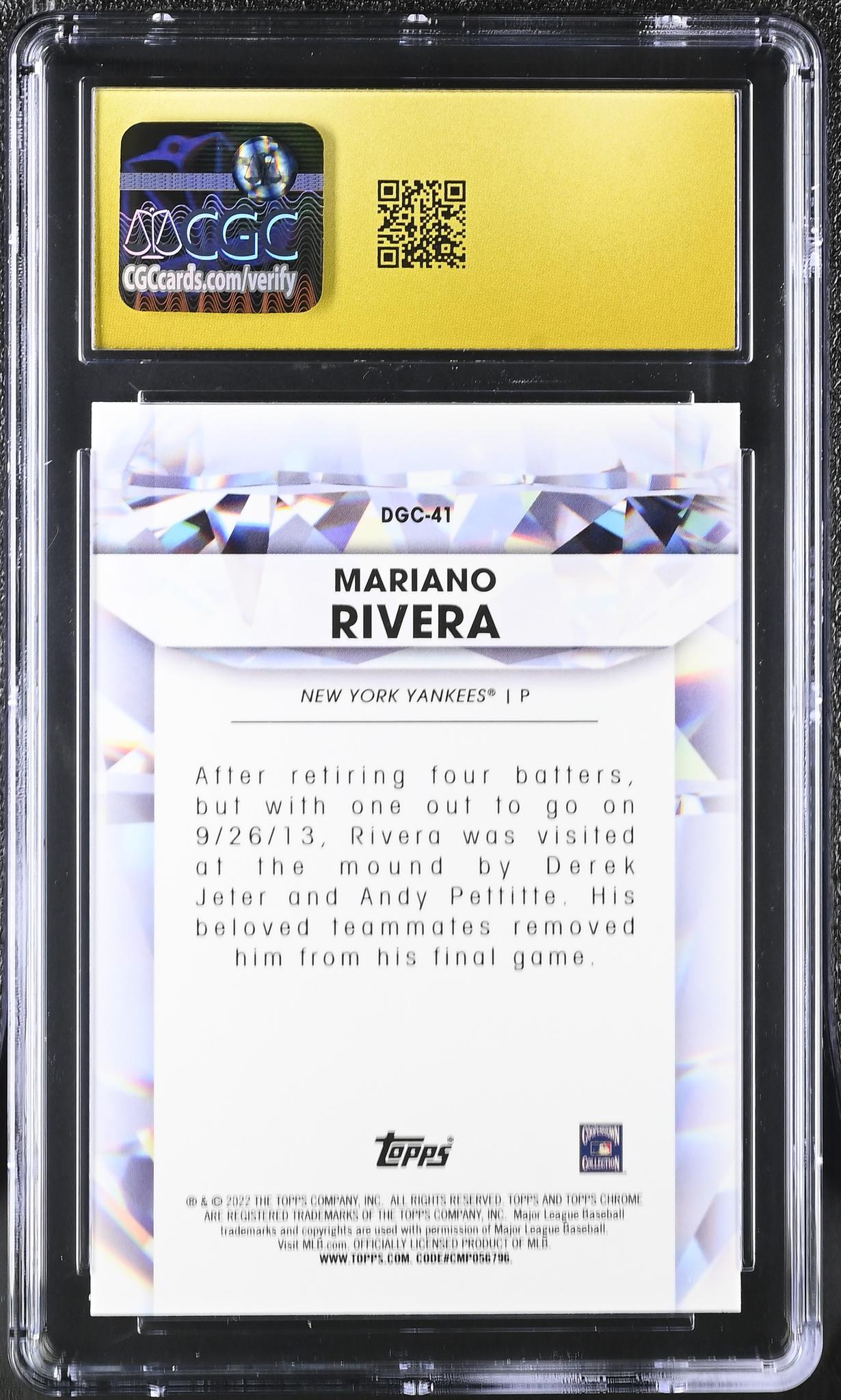 2022 Topps Chrome #DGC-41 Mariano Rivera Diamond Greats CGC 10