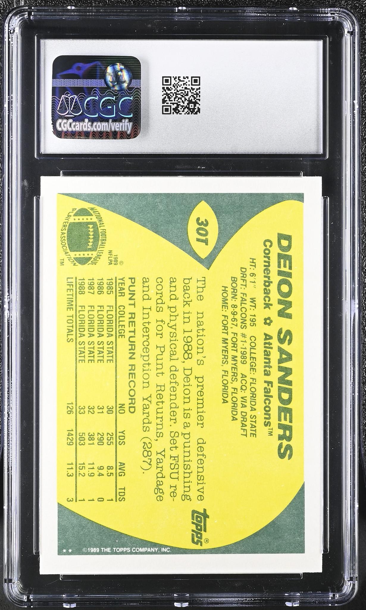 1989 Topps Traded #30T Deion Sanders CGC 9
