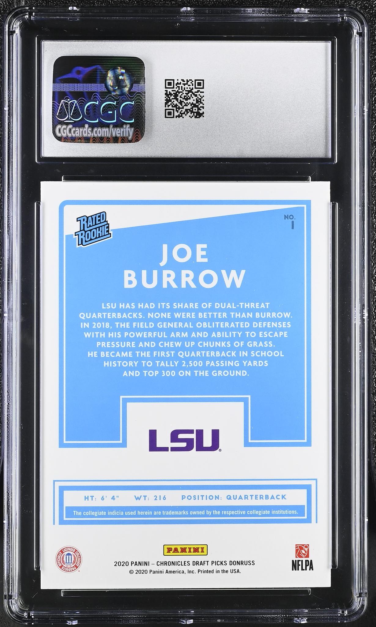 2020 Donruss #1 Joe Burrow Press Proof CGC 10