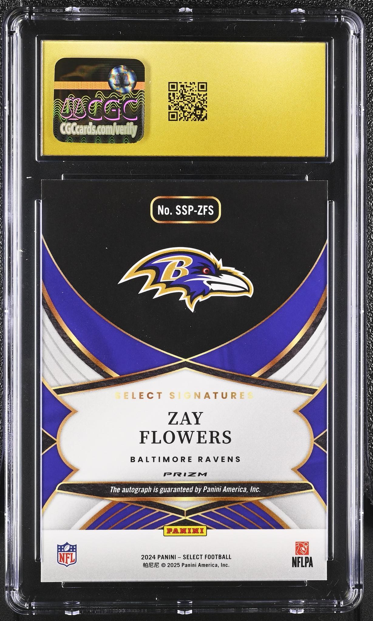 2024 Select #SSP-ZFS Zay Flowers Select Signatures CGC 10