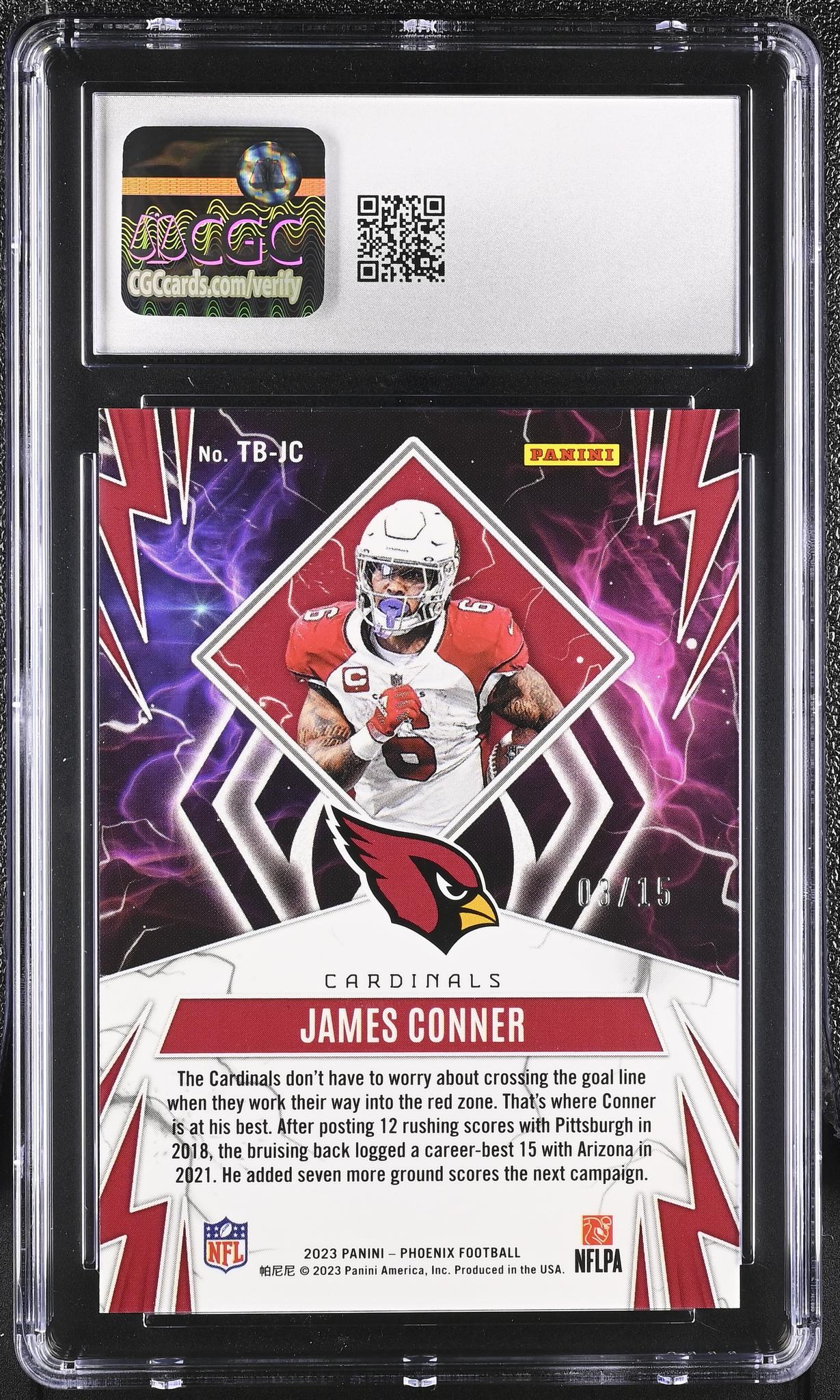 2023 Phoenix #TB-JC James Conner Thunderbirds /15 CGC 8.5