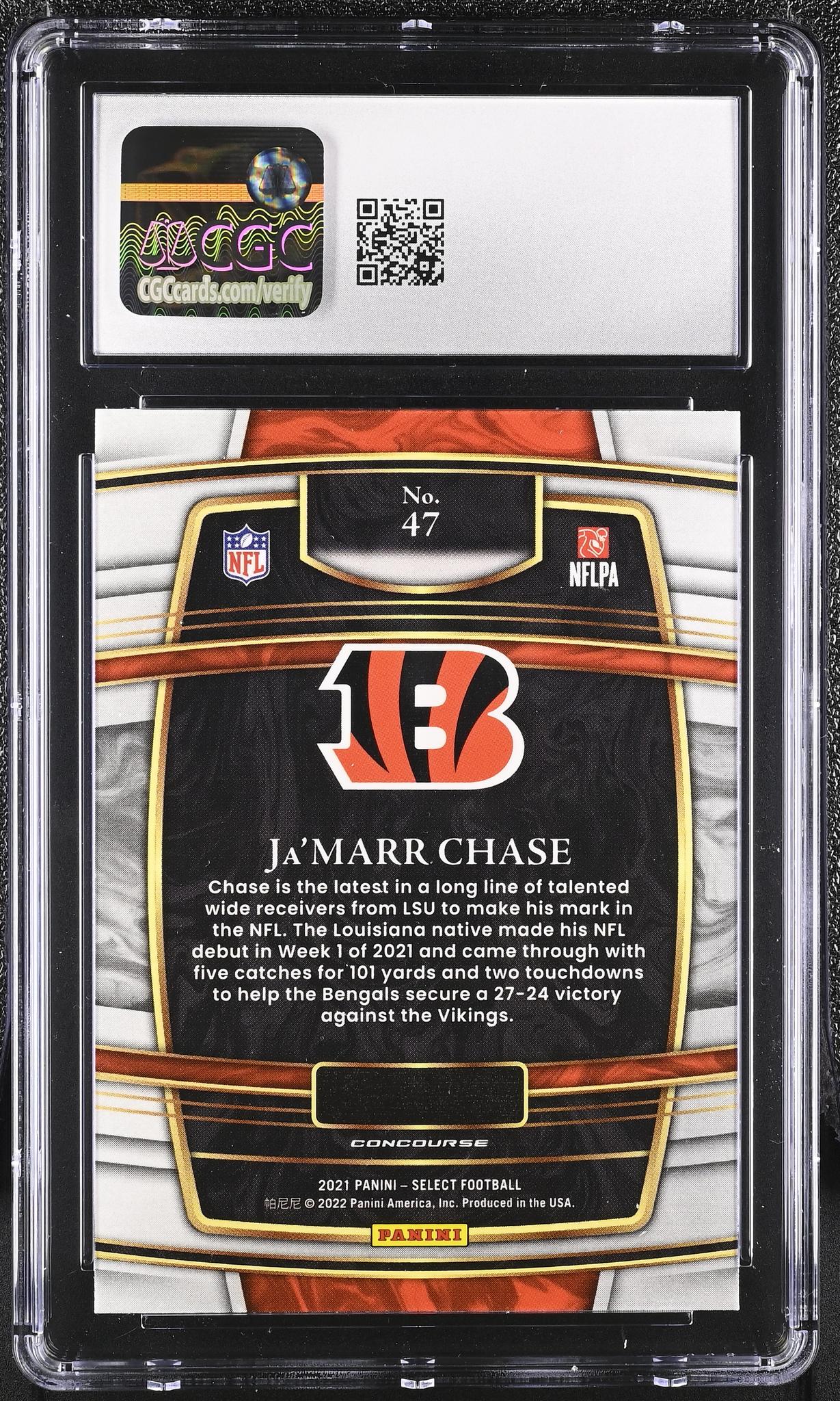 2021 Select #47 Ja'Marr Chase Concourse CGC 10