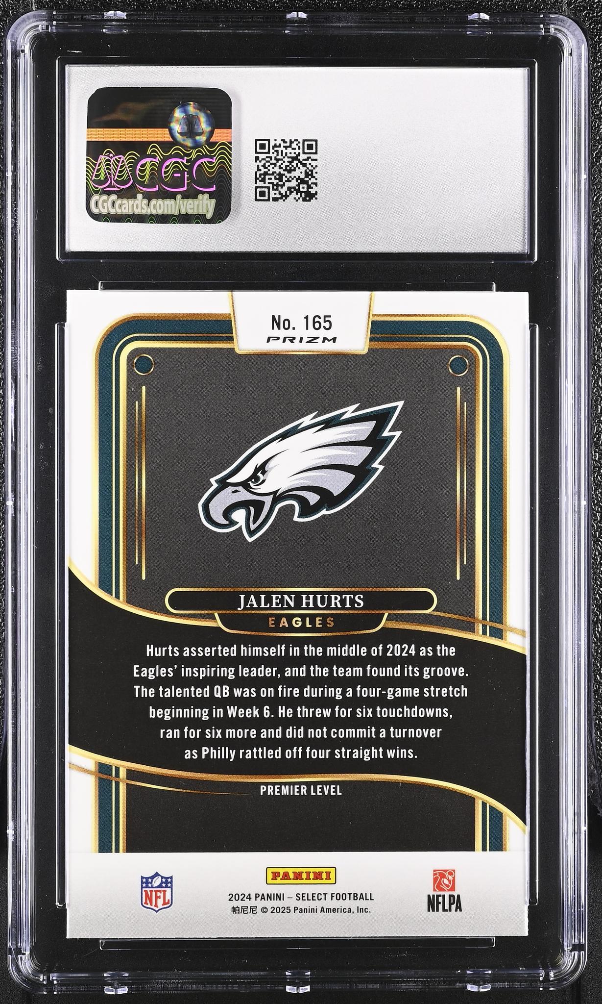 2024 Select #165 Jalen Hurts Premier Level CGC 10