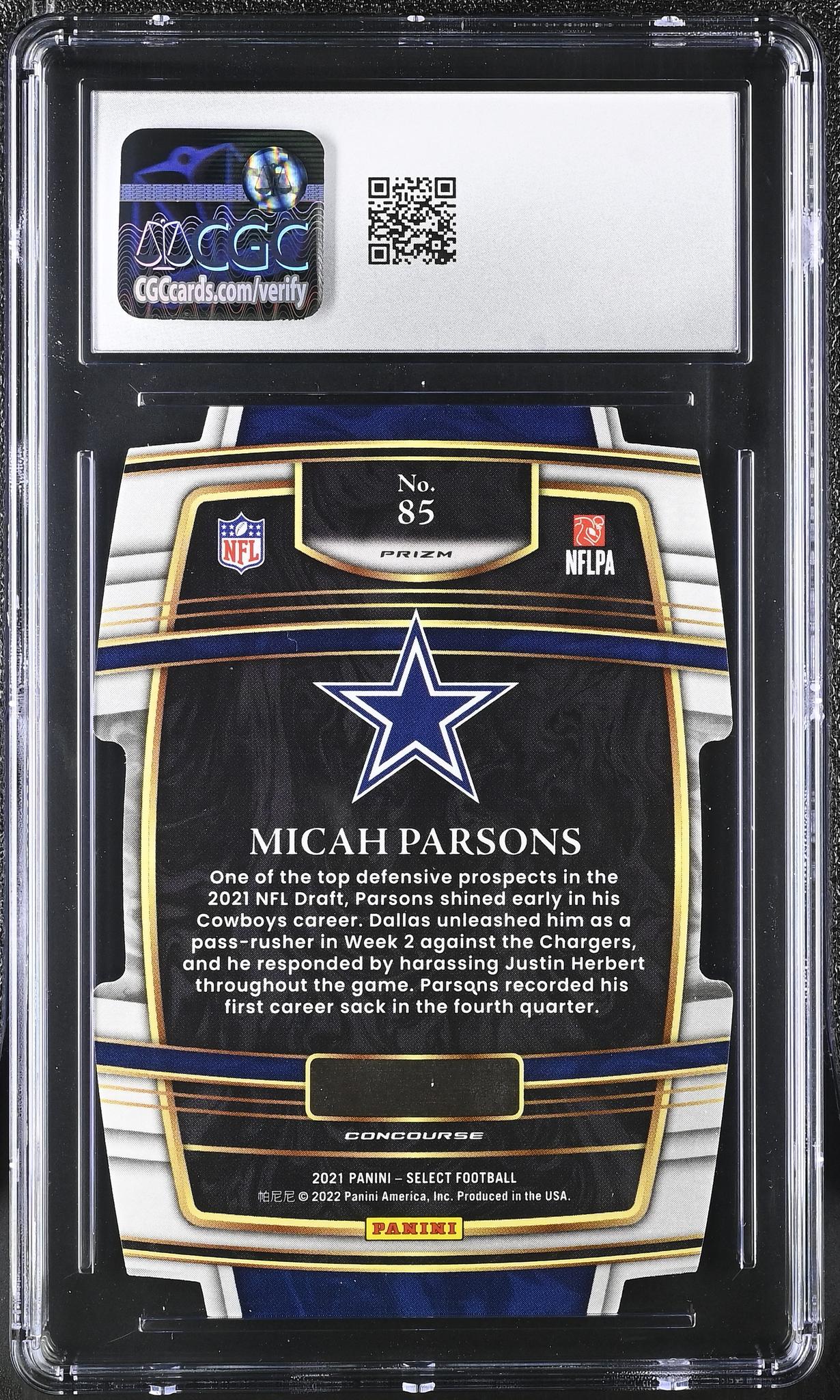 2021 Select #85 Micah Parsons Concourse CGC 10