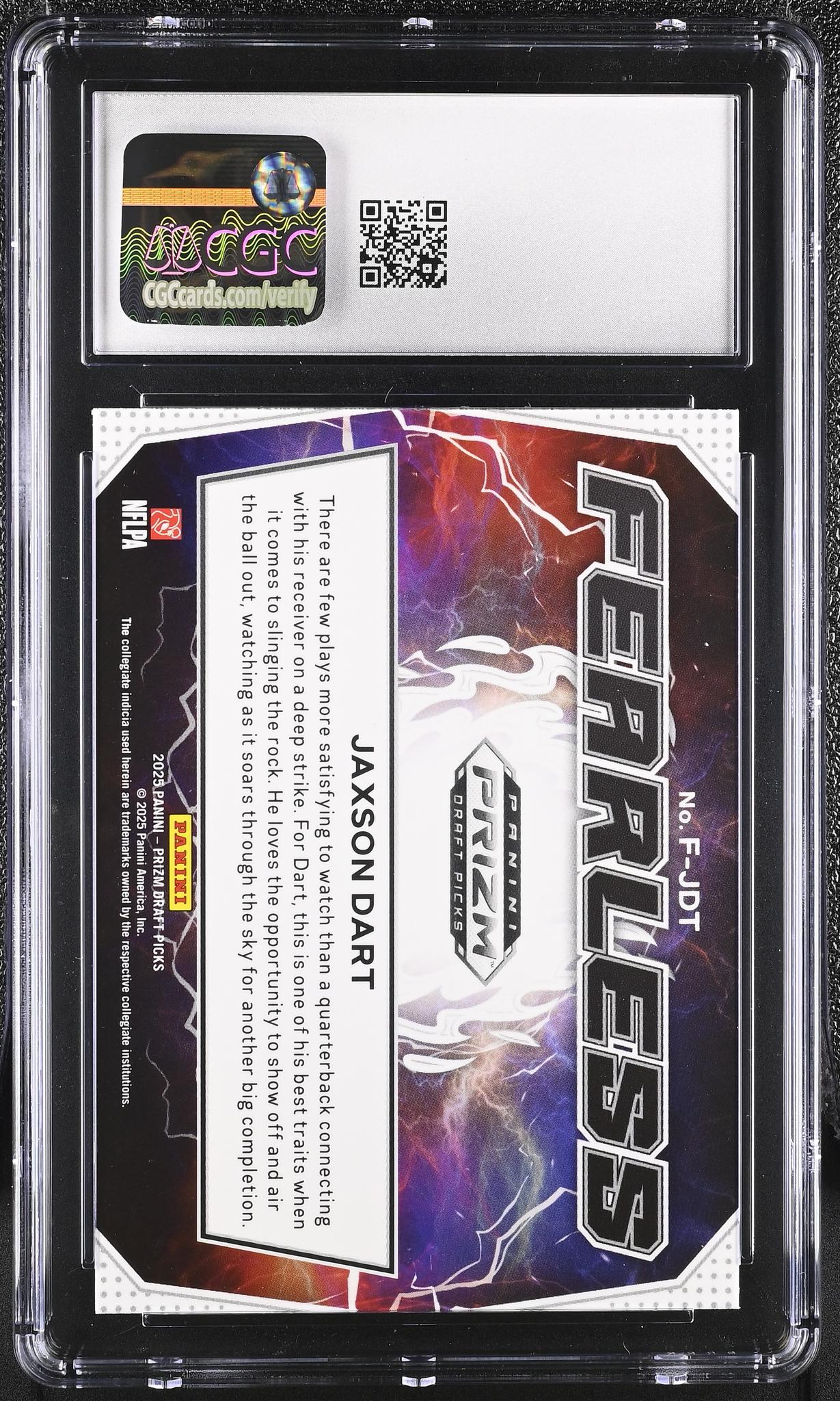 2025 Prizm #F-JDT Jaxson Dart Fearless CGC 10