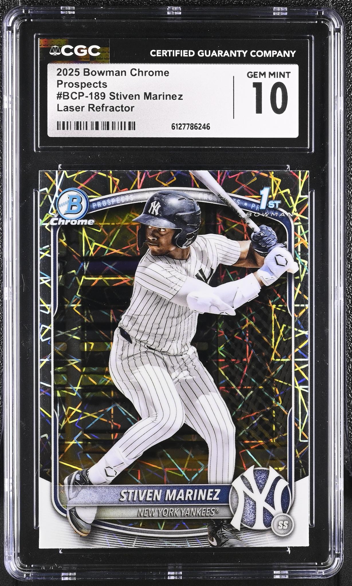 2025 Bowman Chrome #BCP-189 Stiven Martinez Laser Refractor CGC 10
