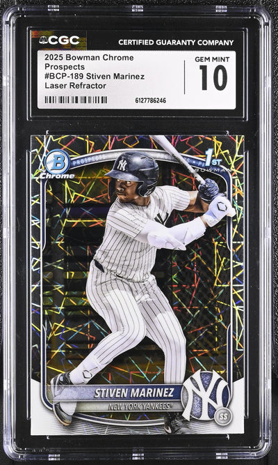2025 Bowman Chrome Stiven Martinez #BCP-189 1st Bowman Laser Refractor CGC 10