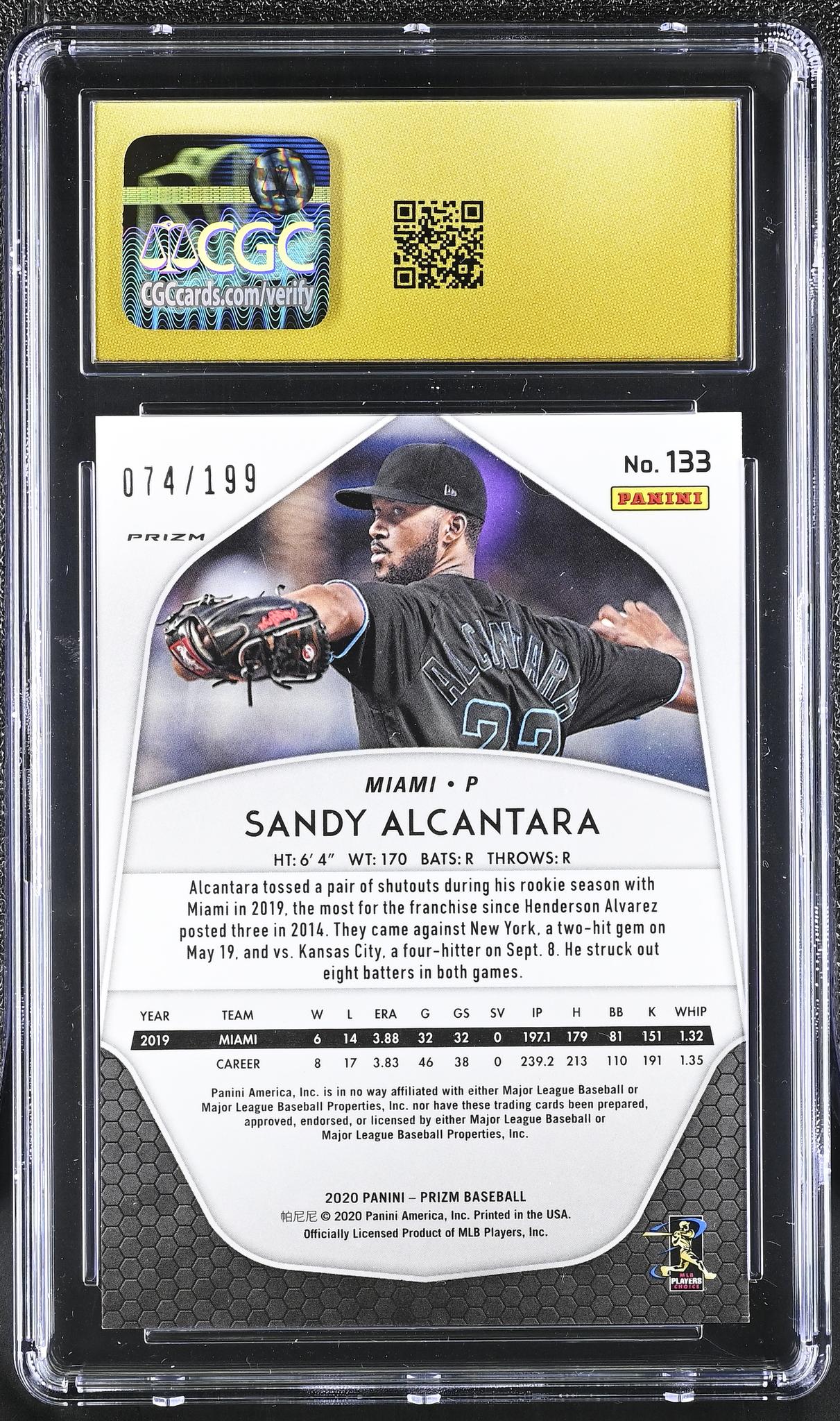 2020 Prizm #133 Sandy Alcantara Blue Donut Circle /199 CGC 10