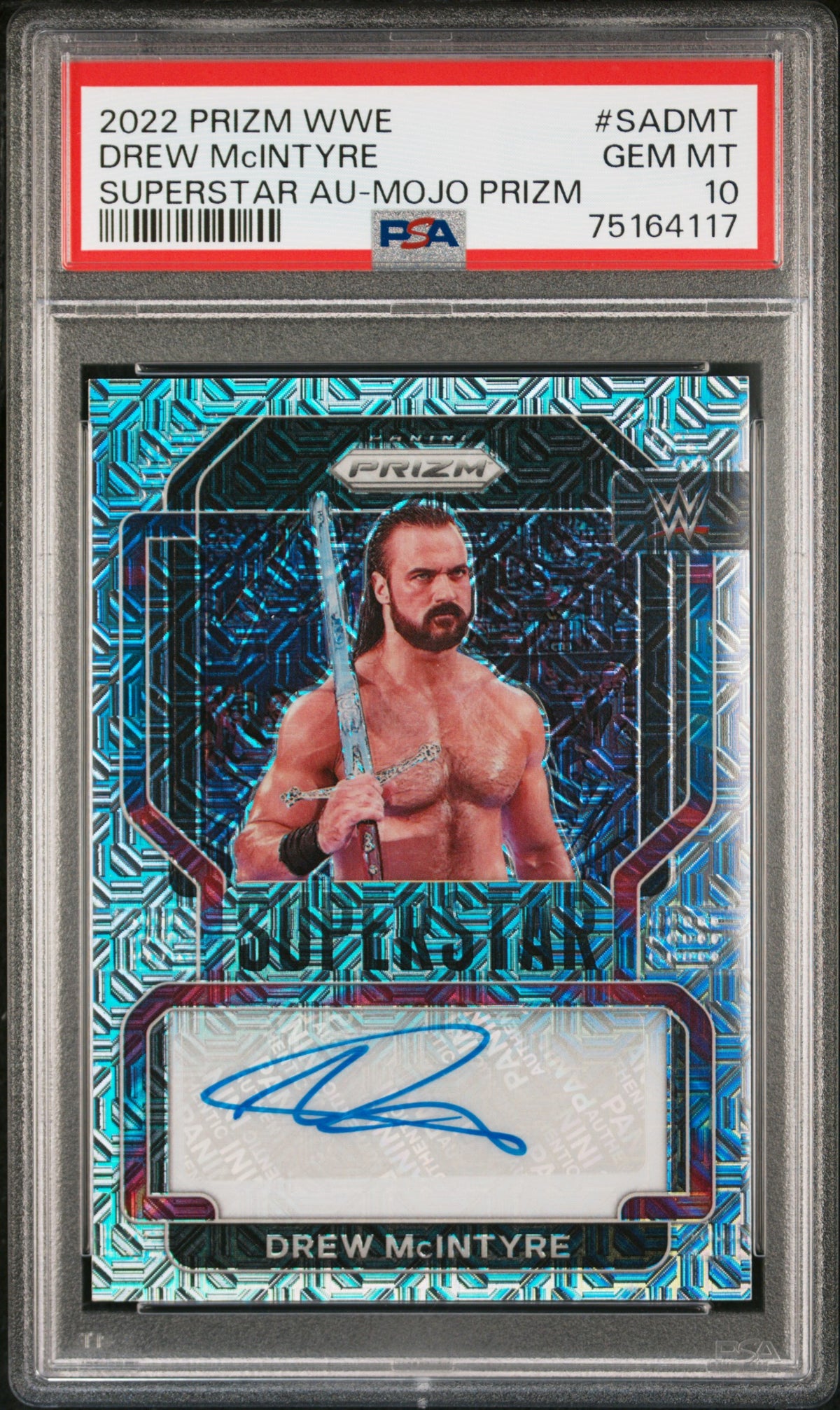 2022 Panini Prizm WWE Drew McIntyre #SA-DMT Superstar Au-Mojo Prizm Auto /25 PSA 10