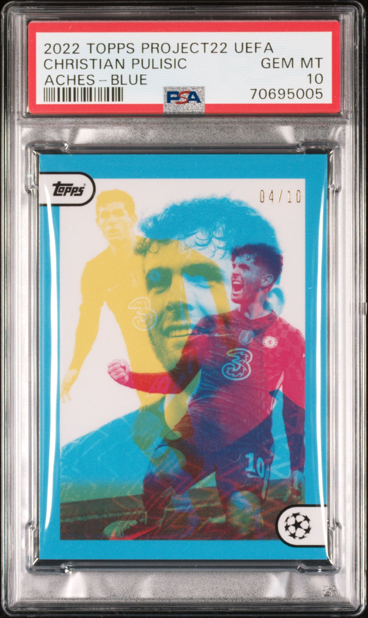 2022 Topps Project22 UEFA Aches-Blue Christian Pulisic /10 PSA 10