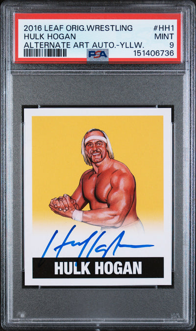 2016 Leaf Originals Wrestling Hulk Hogan #HH1 Alternate Art Auto-Yllw. /25 PSA 9