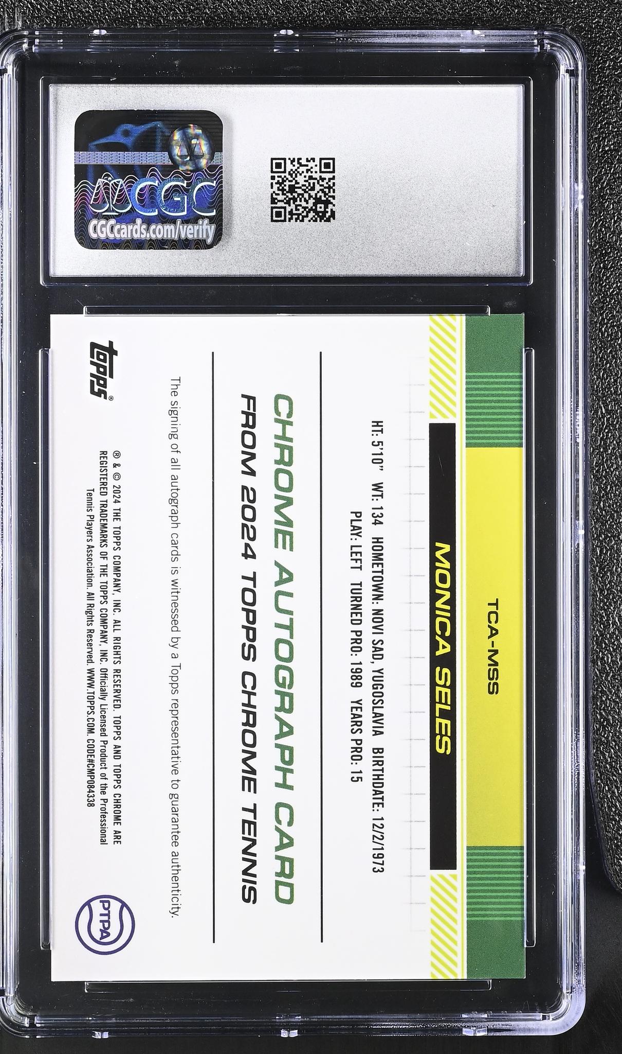 2024 Topps Chrome #TCA-MSS Monica Seles Topps Chrome Autographs Auto CGC 9