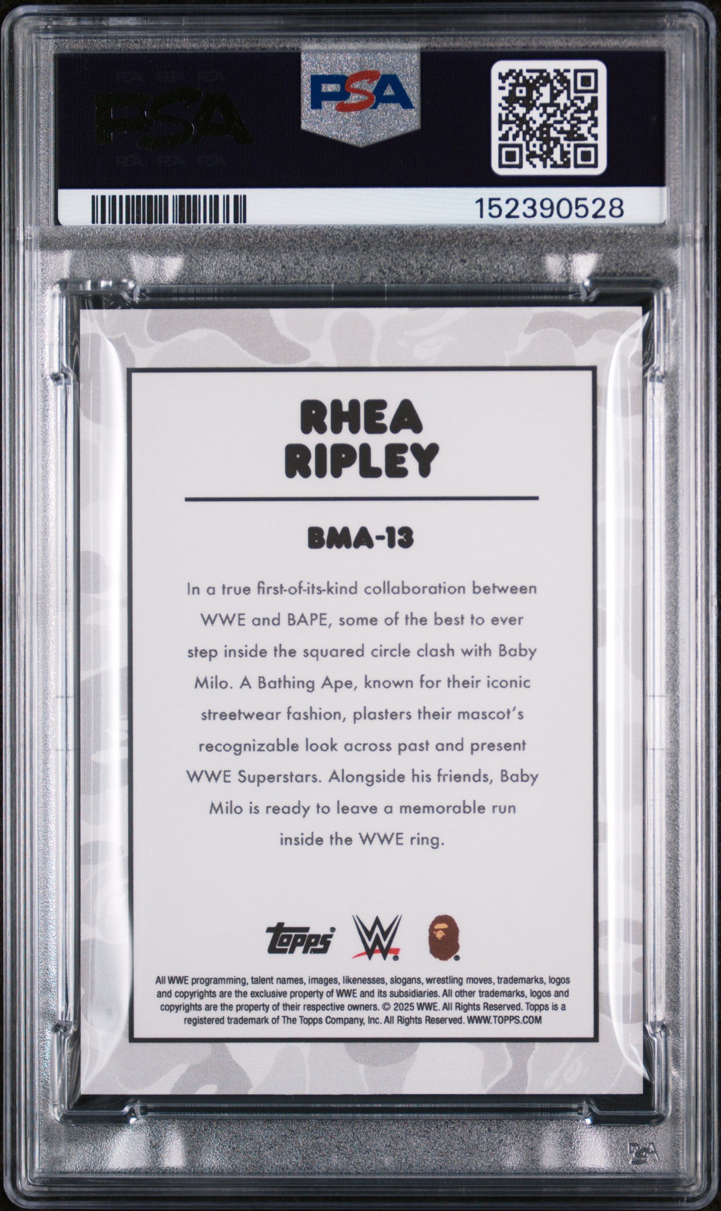 2025 Topps WWE X Bape Baby Milo Avatar Rhea Ripley #BMA-13 PSA 9