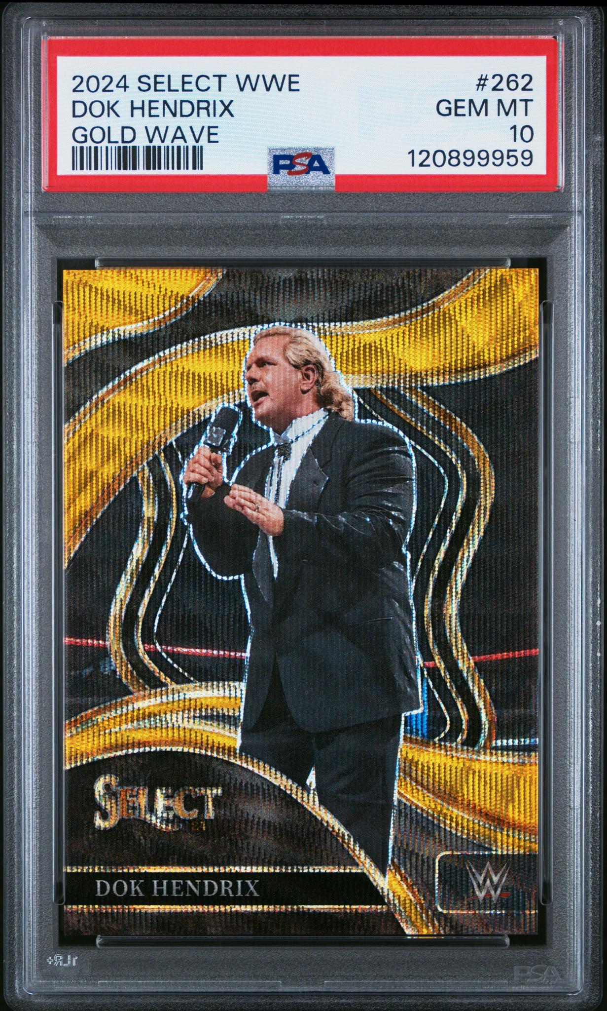 2024 Panini Select WWE Gold Wave Dok Hendrix #262 /10 PSA 10