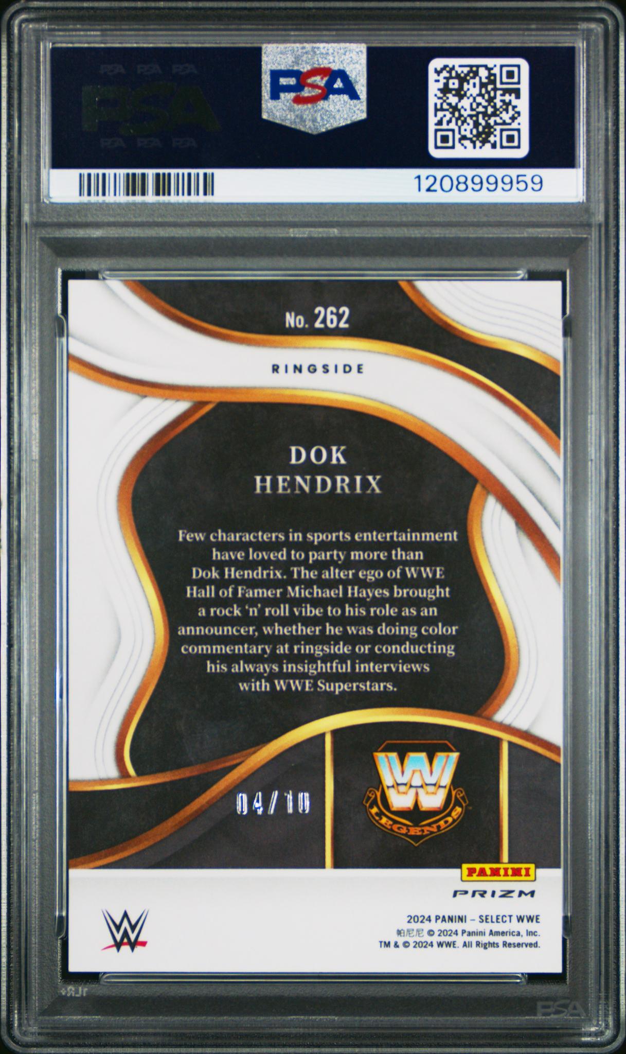 2024 Panini Select WWE Gold Wave Dok Hendrix #262 /10 PSA 10