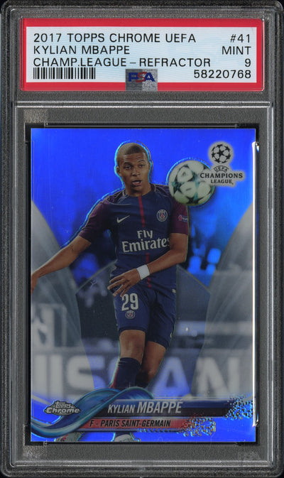 2017 Topps Chrome UEFA Kylian Mbappe #41 Champions League Refractor PSA 9