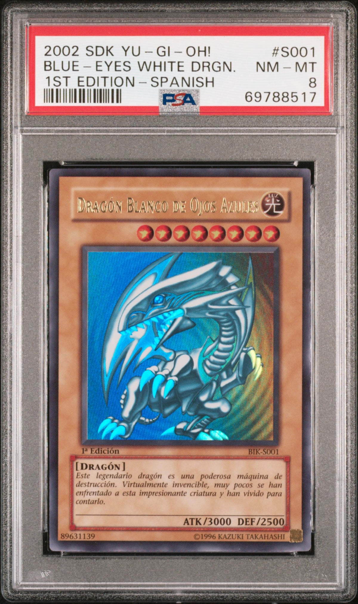 Yu-Gi-Oh! Blue-Eyes White Dragon #S001 1st Edition Spanish PSA 8