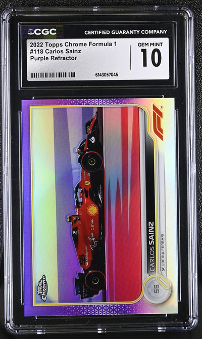 2022 Topps Chrome #118 Carlos Sainz Purple Refractor /399 CGC 10