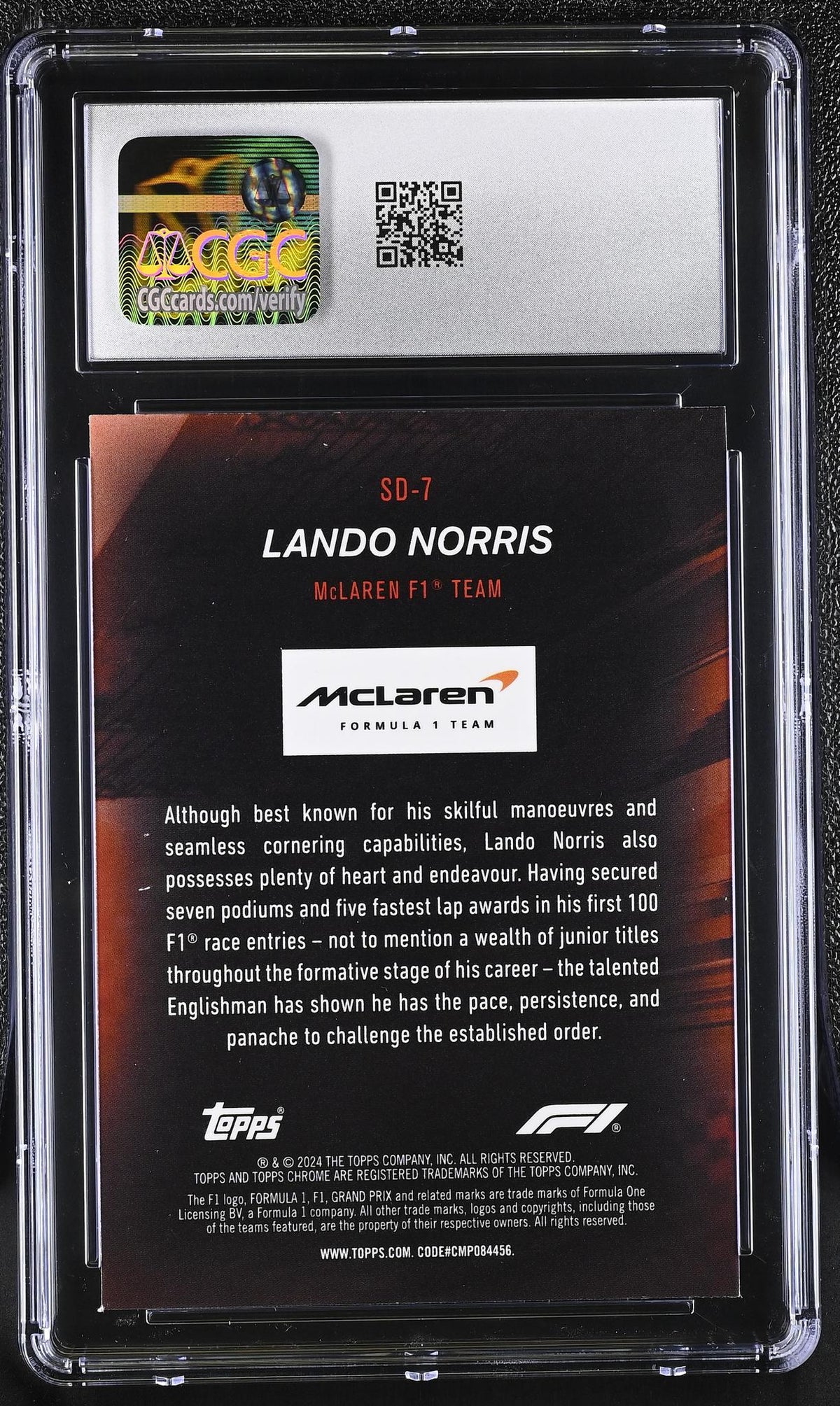 2024 Topps Chrome #SD-7 Lando Norris Speed Demons CGC 9