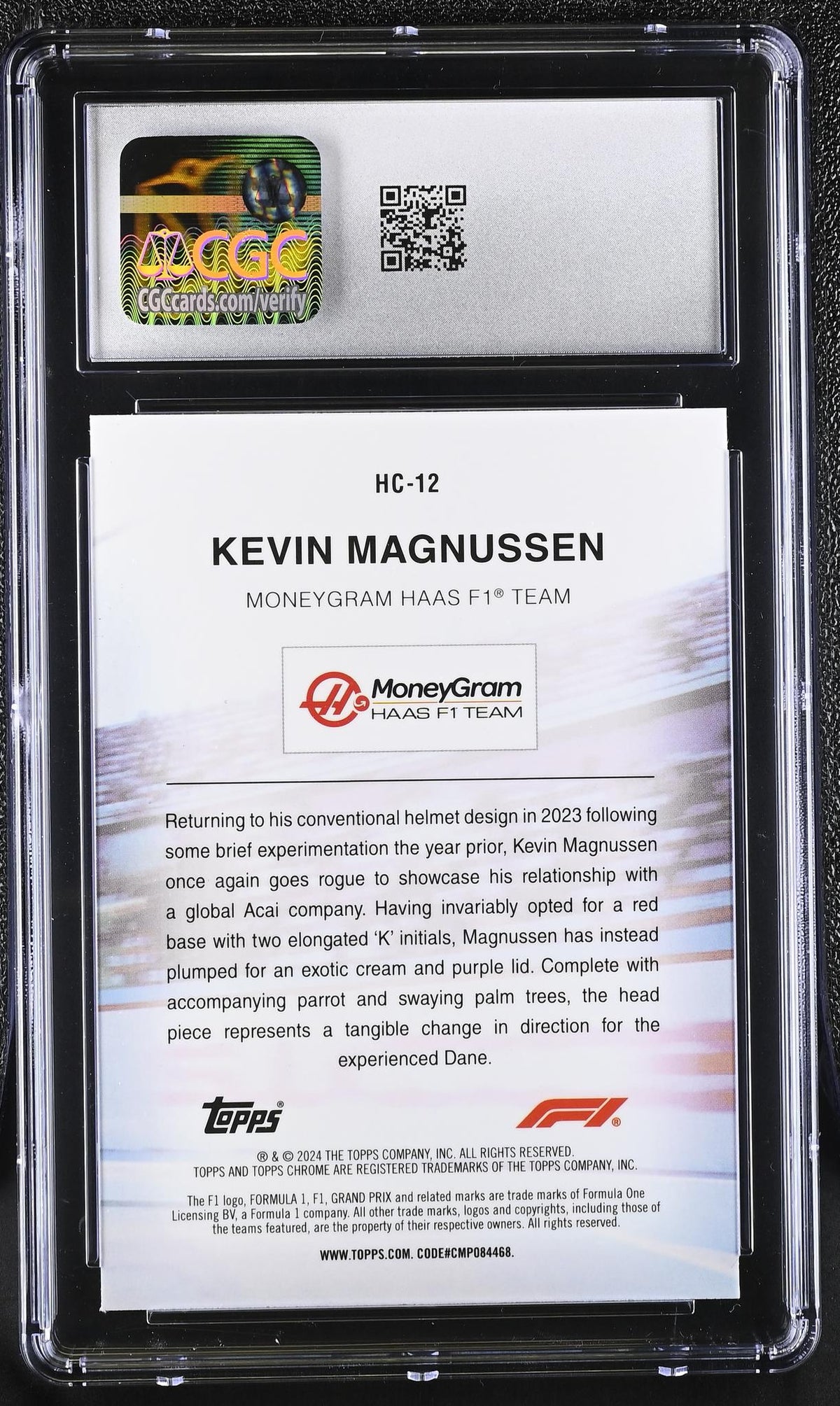 2024 Topps Chrome #HC-12 Kevin Magnussen Helmet Collection CGC 10