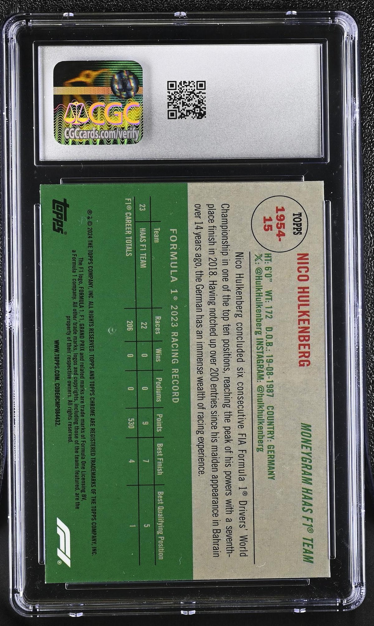 2024 Topps Chrome #1954-15 Nico Hulkenberg 54 Topps CGC 8