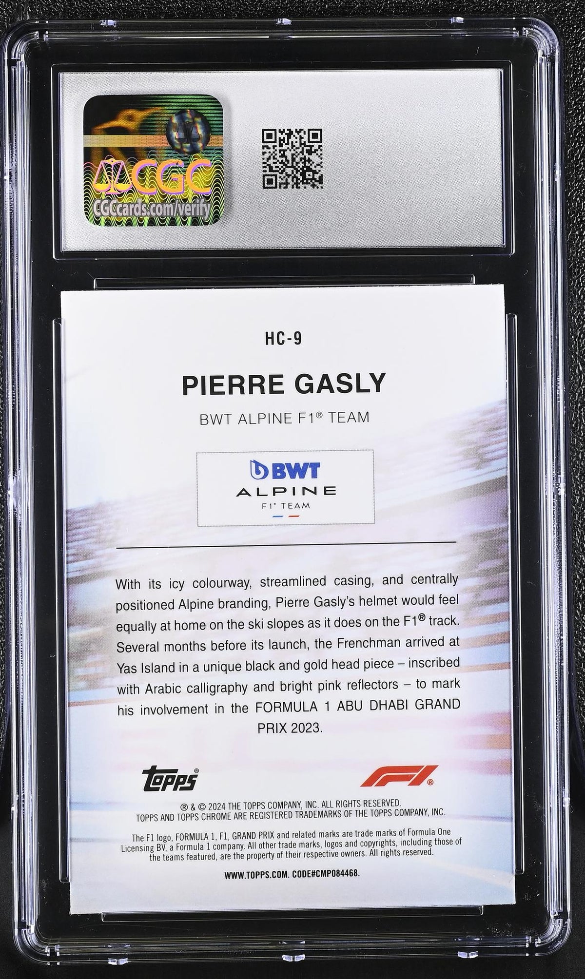 2024 Topps Chrome #HC-9 Pierre Gasly Helmet Collection CGC 9