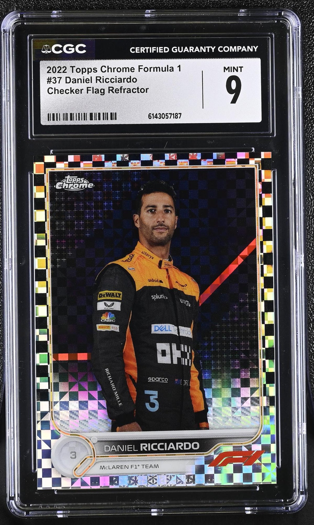 2022 Topps Chrome #37 Daniel Ricciardo Checker Flag Refractor CGC 9