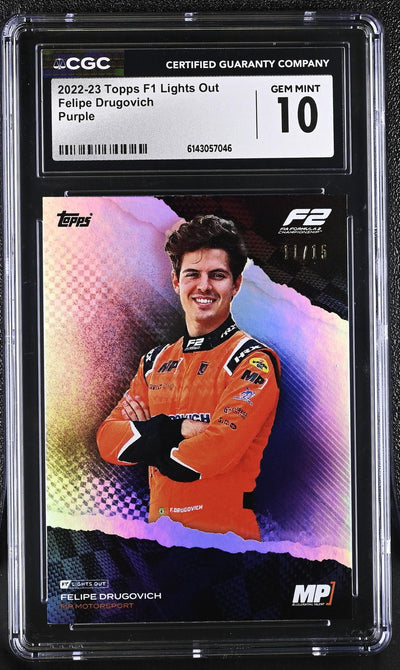 2022-23 Topps F1 Lights Out Felipe Drugovich Purple /15 CGC 10