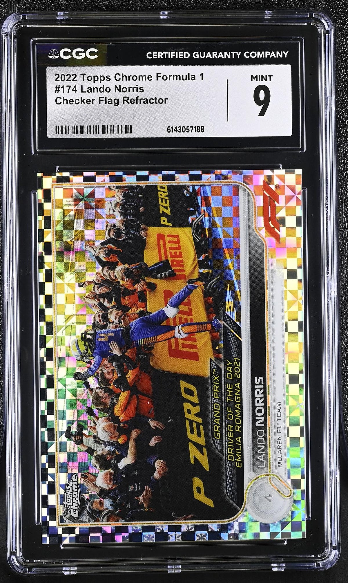 2022 Topps Chrome #174 Lando Norris Checker Flag Refractor CGC 9