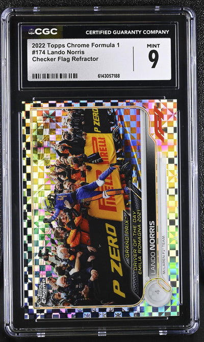 2022 Topps Chrome Formula 1 Lando Norris #174 Checker Flag Refractor CGC 9
