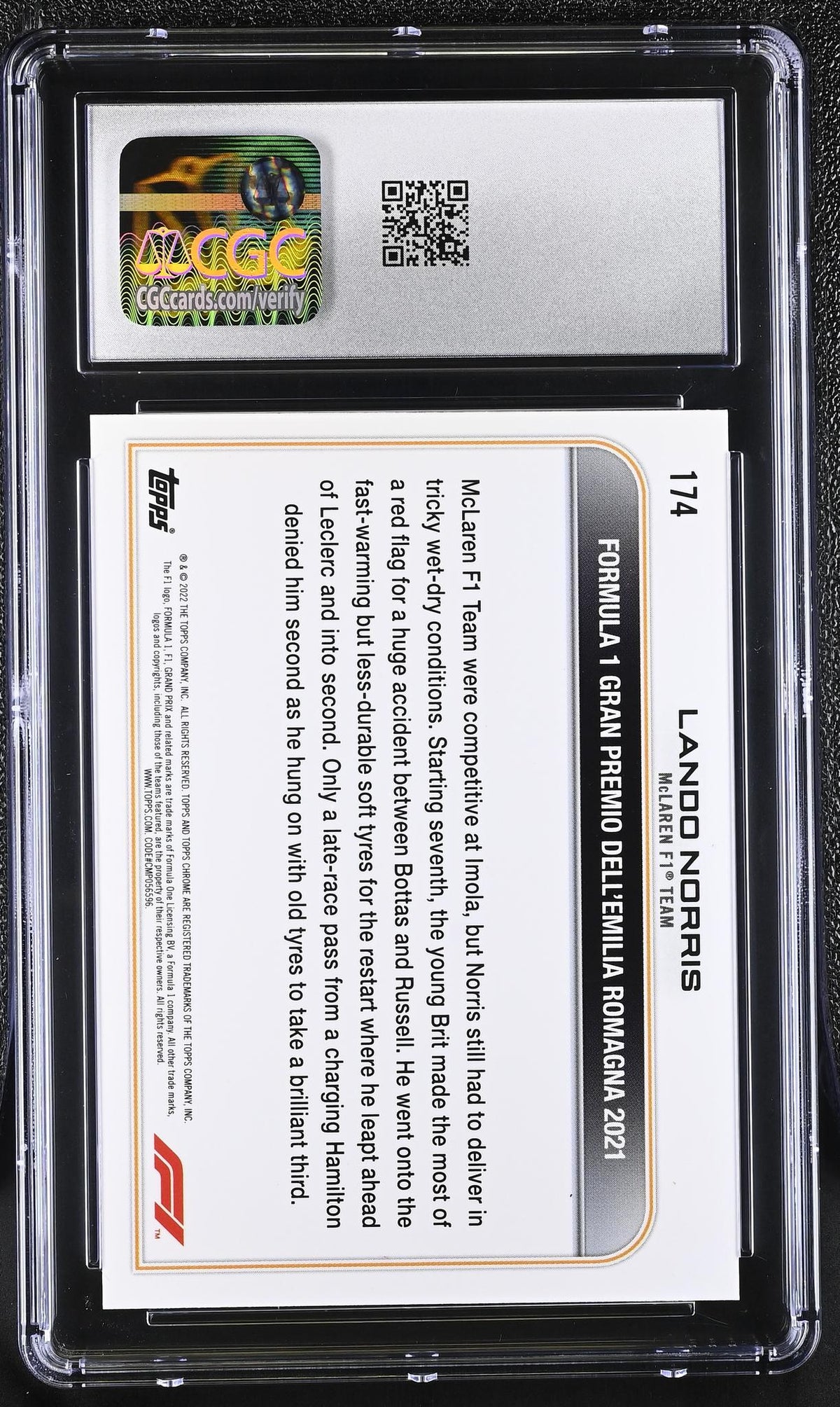 2022 Topps Chrome #174 Lando Norris Checker Flag Refractor CGC 9