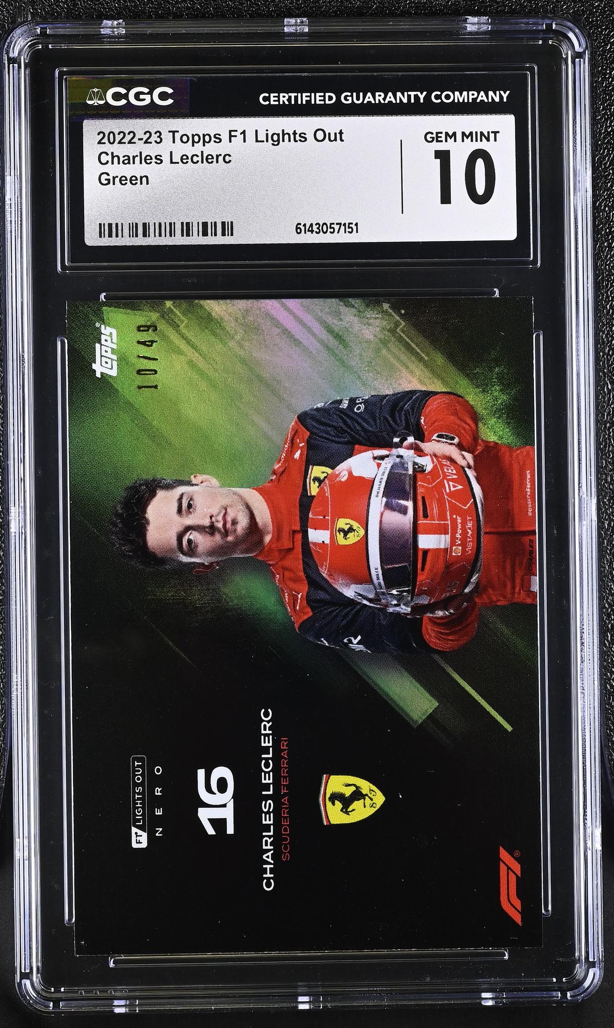 2022 Topps F1 Charles Leclerc Lights Out /49 CGC 10