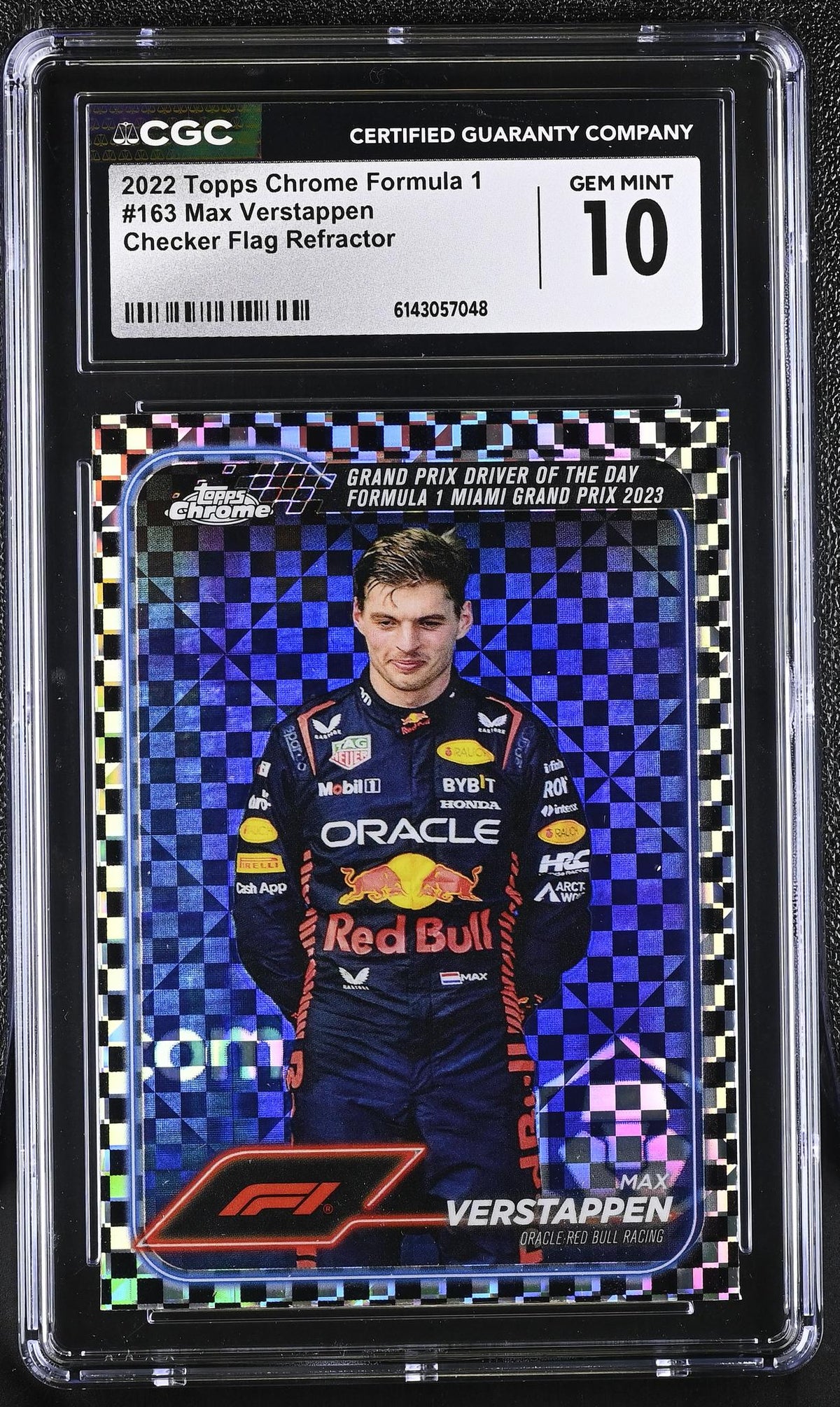 2022 Topps Chrome #163 Max Verstappen Checker Flag Refractor CGC 10