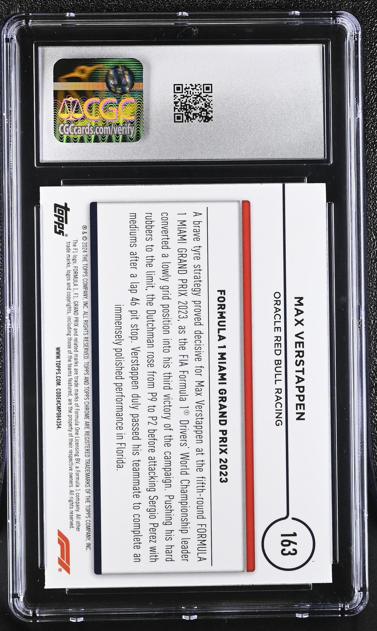 2022 Topps Chrome #163 Max Verstappen Checker Flag Refractor CGC 10